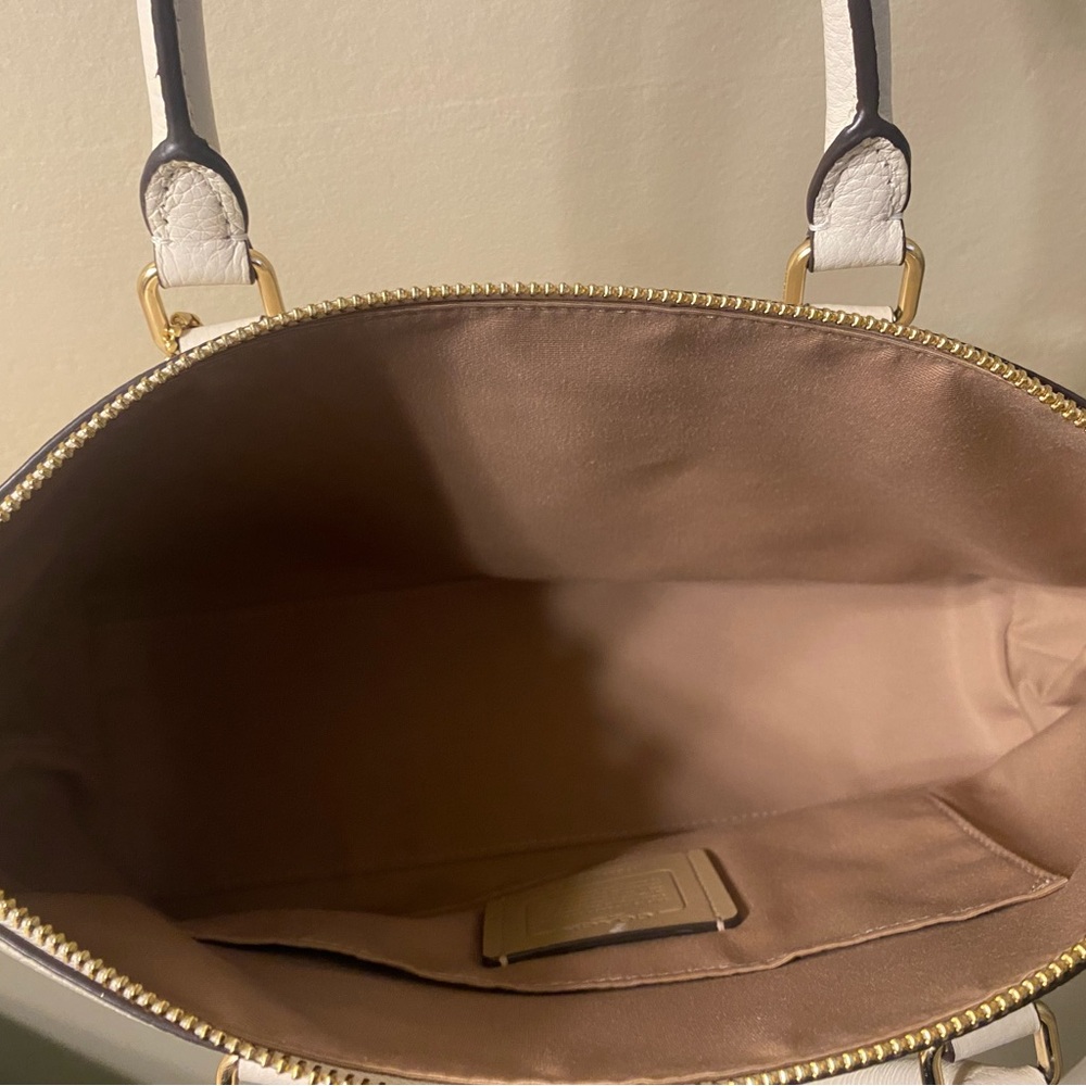 Coach White Leather Satchel with Polished Hardware - Picture 3 of 3